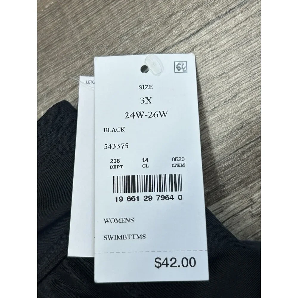 Lands' End NEW Size 3X/ 24W-26W Skort Swim Mini Skirt Black Tummy Control UPF50